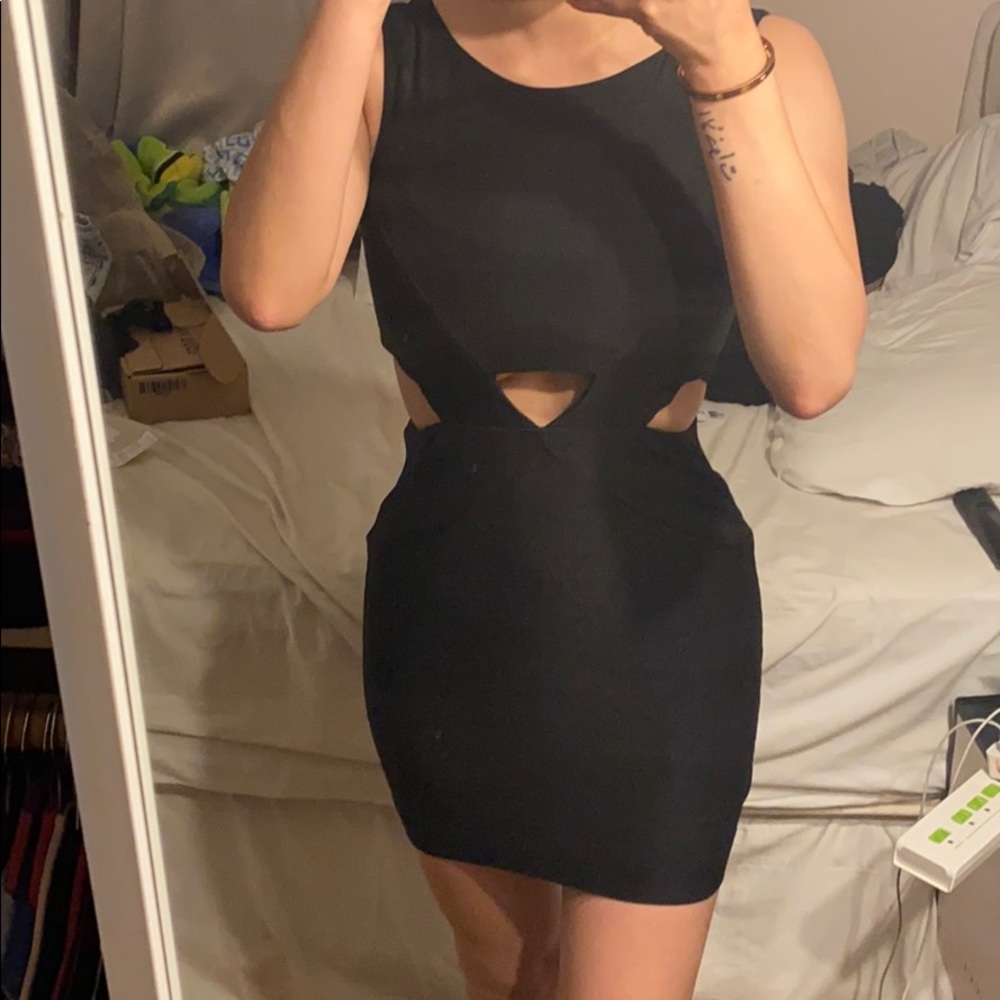 Cut out black tight dress